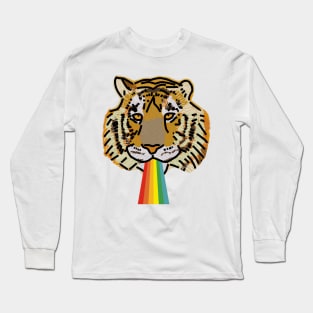 Animals with Rainbow Puke Tiger Portrait Long Sleeve T-Shirt